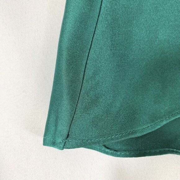 MARCIANO GREEN SATIN SLEEVELESS RUFFLE HIGH LOW EVENING FORMAL GOWN DRESS - 2 - Picture 8 of 11